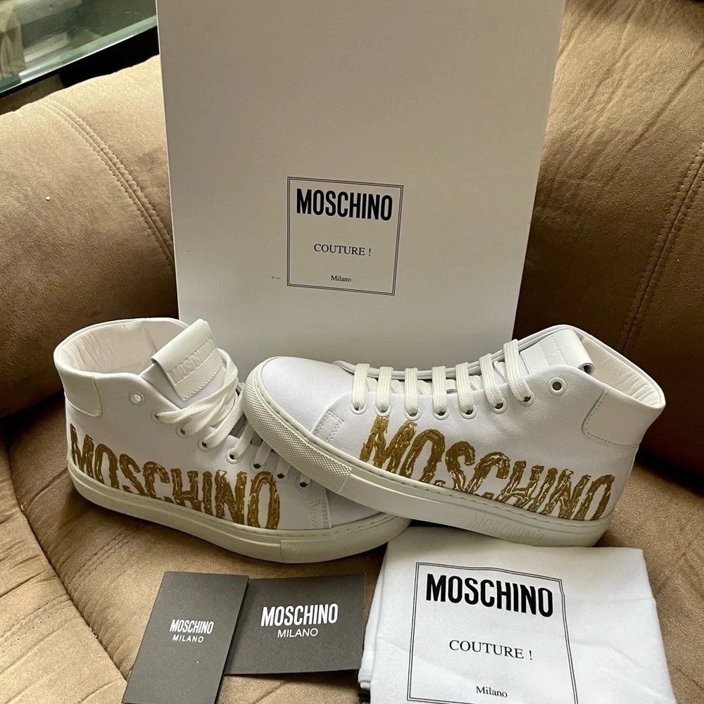 Moschino High top sneakers canvas White/ Gold Versatile aesthetic - Picture 8 of 10